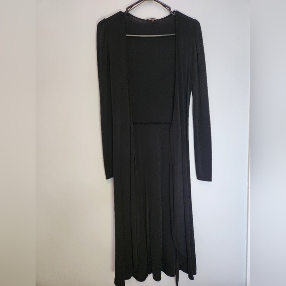 Massimo Dutti, Size Small, Black, V-Neck, Midi/Maxi Length, Long Sleeve, Elegant - Picture 5 of 8